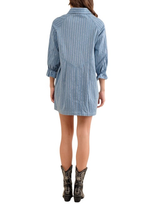 Sparkle Stripe Denim Dress