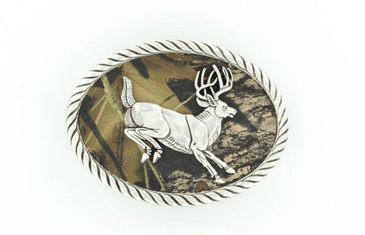 Nocona Camo Running Buck Belt Buckle #6284