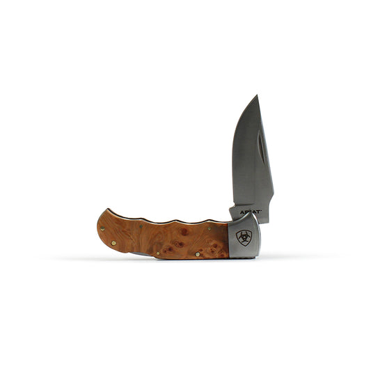 Ariat Natural Burl Wood Handle Pocket Knife #6413