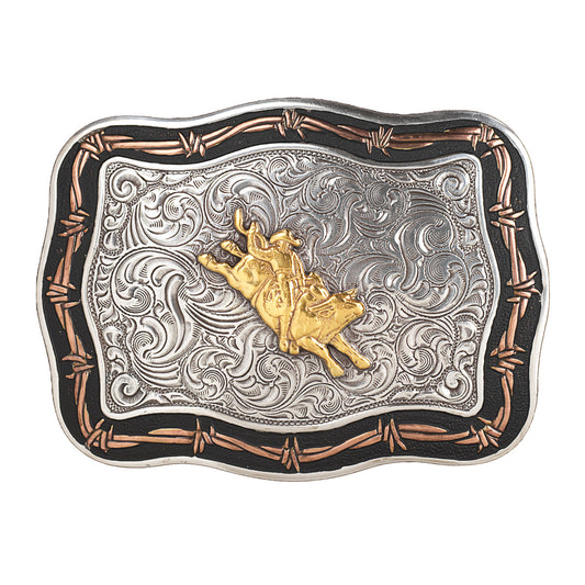 Crumrine Bullrider Motif Rectangle Belt Buckle #8480