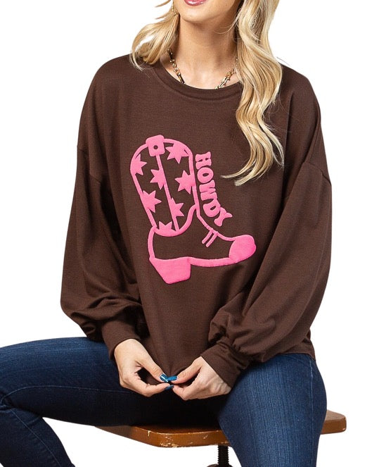 Howdy Boot Graphic Sweatshirt SM.#8295 MD.#8296 LG.#8297 XL.#8298