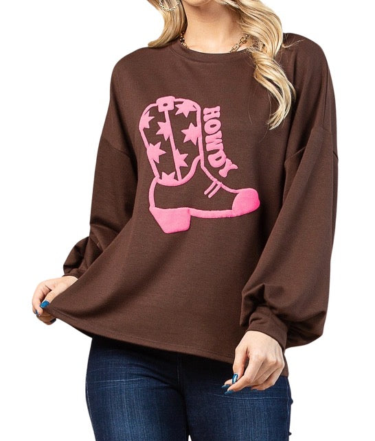 Howdy Boot Graphic Sweatshirt SM.#8295 MD.#8296 LG.#8297 XL.#8298